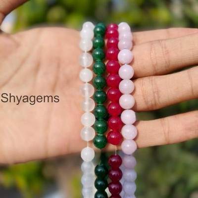 8mm Round Smooth Beads Necklace ruby rose Quartz jade Lapis beaded 4stand