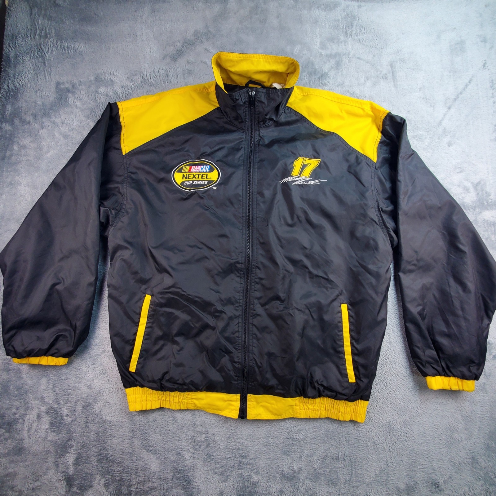  Checkered Flag Sports Nascar Kenseth #17 Zip Up Racing Jacket Lg Black/Yellow 