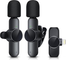 Wireless Mini Microphone for iPhone iPad Lavalier Mic 2 Pack