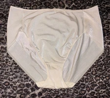 TC Edge Ivory Soft Shiny Hi-Cut Gusset High Waist XL  Nylon Panty