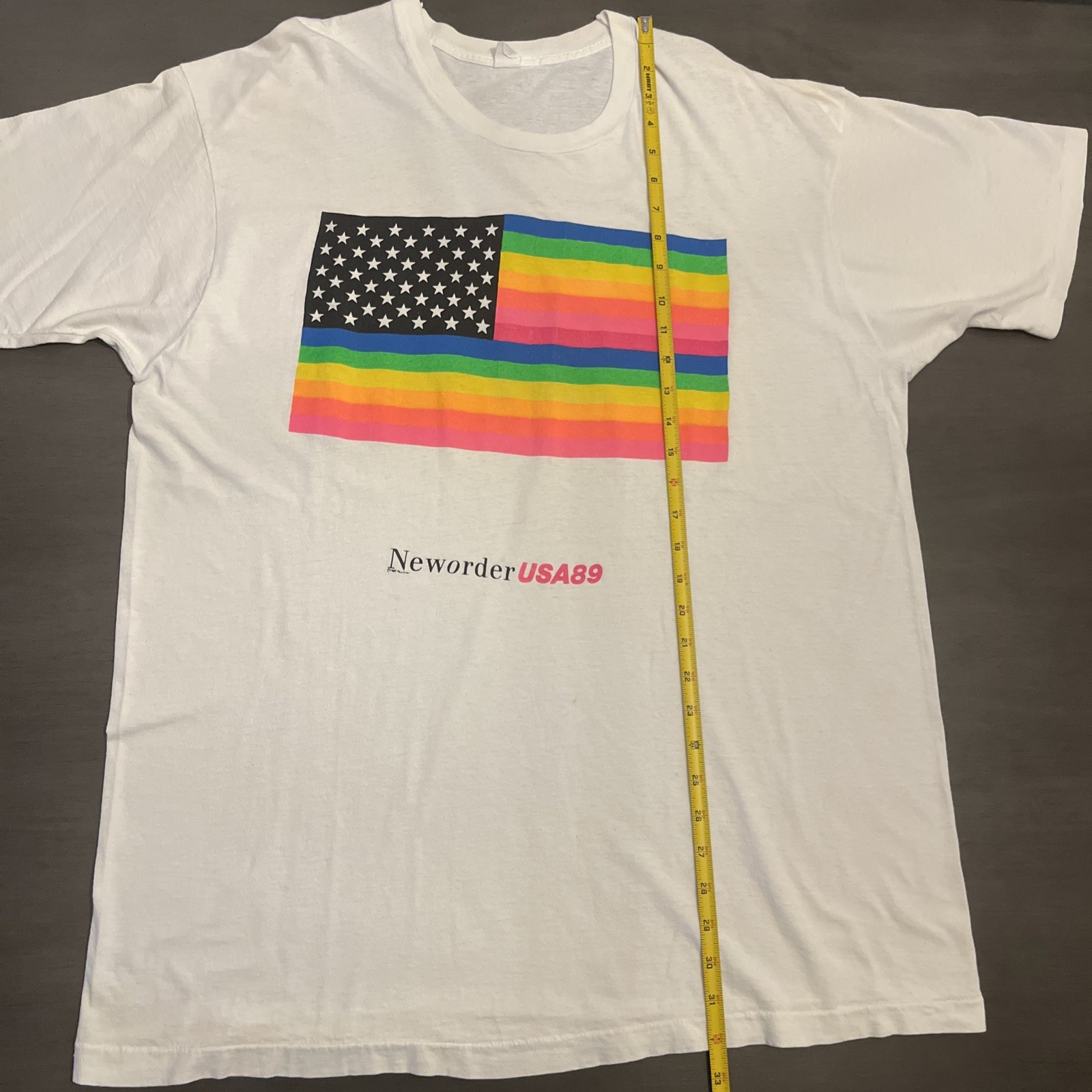 Vintage NEW ORDER Technique USA89 Concert Tour 1989 Neon Flag T-shirt