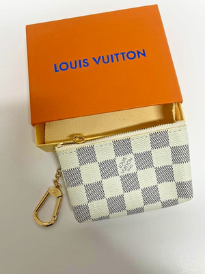 LOUIS VUITTON Key Pouch Key Cles Wallet Damier Azur Key Chain Coin