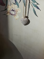 Swarovski - Gold-Swarovski Crystal Necklace Retired Puffy Heart Design- 18  Inch