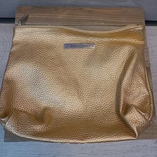 Beauticontrol Bag Makeup Toiletry Travel Bag 12” x 9” Gold Zipper EUC
