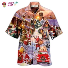 Christmas Santa Is Delivering Love Christmas Street Hawaiian Shirt   Trendy Aloh