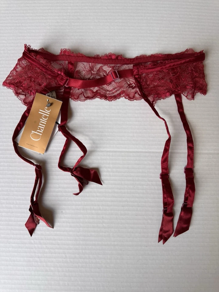 Chantelle Talla M Rojo Liguero Lencería Nuevo Vixen Sexy Burlesque Foto 4 de 4