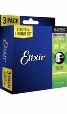*3 SETS ELIXIR 19002 OPTIWEB COATED ELECTRIC GUITAR STRINGS SUPER LIGHT - 9-42*