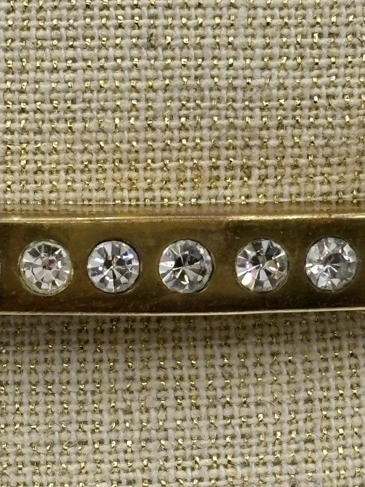 Brazalete brazalete de peltre chapado en oro firmado por Patricia Locke 21 cristales de Swarovski Foto 2 de 4