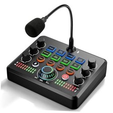 F682 Live Sound Card Audio Mixer with Gooseneck Mic, Voice F682 Sound Card