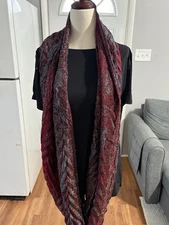 Infinity Scarf Red and Black Glitter Sparkly Fall Scarf