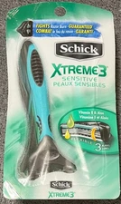 4 Count Schick Xtreme3 Sensitive Disposable Razors For Men W/ Vitamin E & Aloe