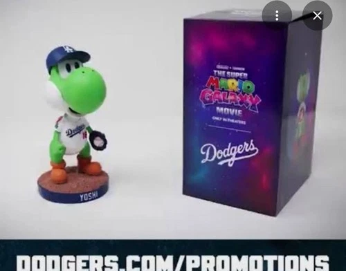 2026 Yoshi Dodgers Super Mario Bobblehead 3/31/26 SGA Presale Nintendo Movie