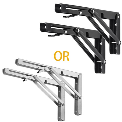 #ad #ad Folding Shelf Brackets Wall Mounted Heavy Duty Triangle Shelf 2Pcs Black Silve $16.59