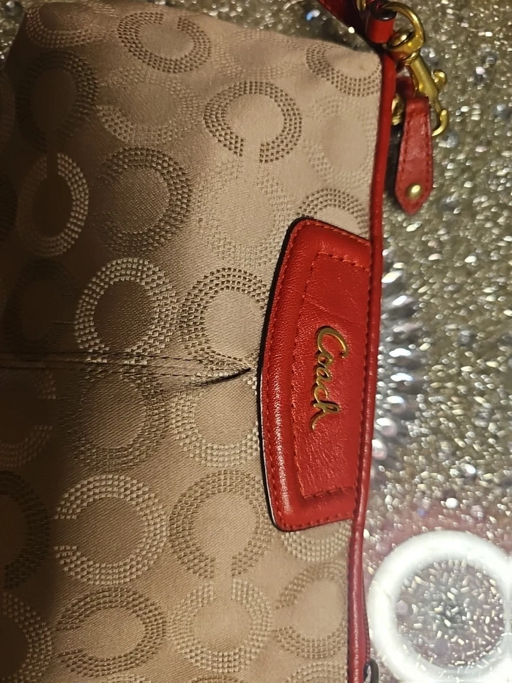 Coach Ashley Tan And Red Large Wristlet - Image 2 of 4