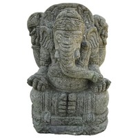 Ganesha Statue 60Cm Steinfigur Steinmetzarbeit Lava-Stein Garten-Deko Frostfest