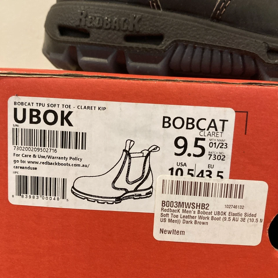 Redback Bobcat Claret Oil Kip UBOK Elastic Sided Soft Toe Work Boot Size US 10.5 - Image 2 of 4