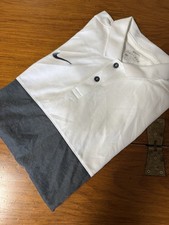 Nike Golf Men  s Dry Fit White And Gray Color Block Polo Shirt Size Medium