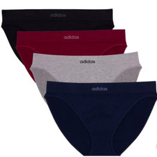Adidas Womens 4 Pack Medium Seamless Bikini Underwear - Black Blue Red Gray