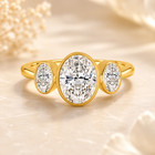 3.00 Ct Certified Oval Cut 14K Yellow Gold Plated Moissanite Engagement Ring — photo 1