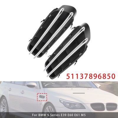 Pair Wing Fender Grille Cover Panel For BMW 5 Series E39 E60 E61 M5 51137896850