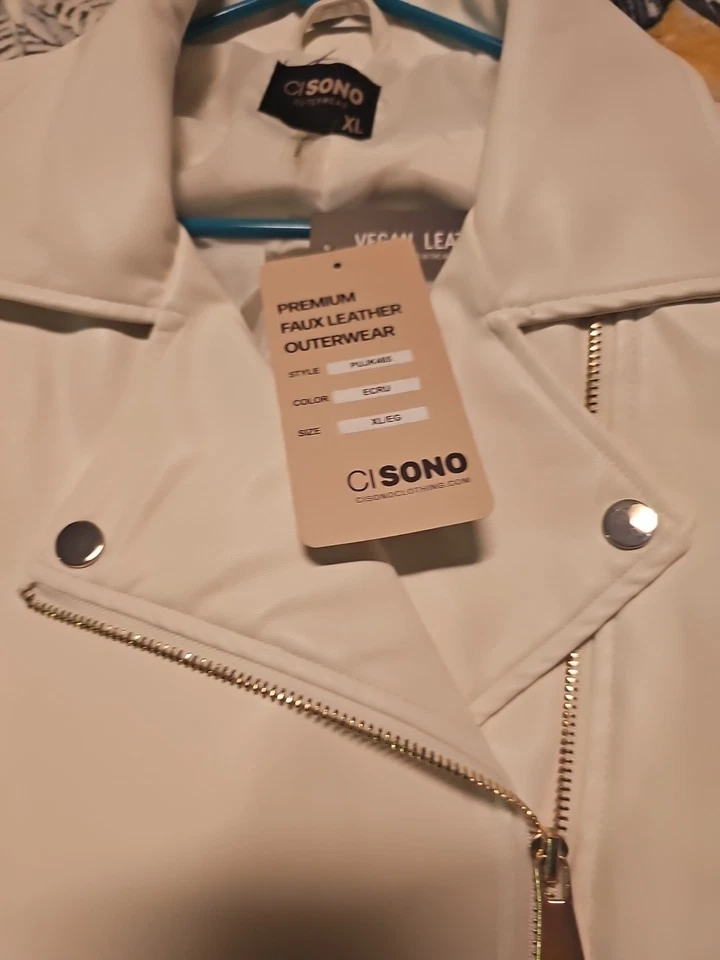 Ci Sono Moto Jacket Womens Soft Vegan Leather Motorcycle NWT Xl - Image 3 of 4