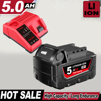 5.0AH Für Milwaukee M18 Akku/Ladegerät M18B6 18V XC Li-Ion 48-11-1860 48-11-152