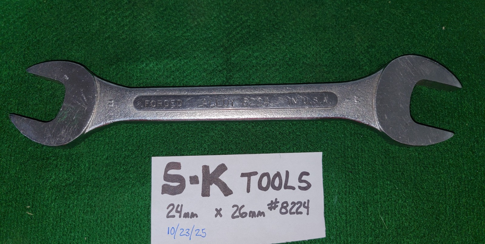 S-K  TOOLS Vintage 24mm x 26mm Open End Wrench #8224 FREE Shipping - Made in USA