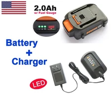 WA3575 2.0Ah Battery + Charger for WORX WG629 WG625 HYDROSHOT PORTABLE CLEANER
