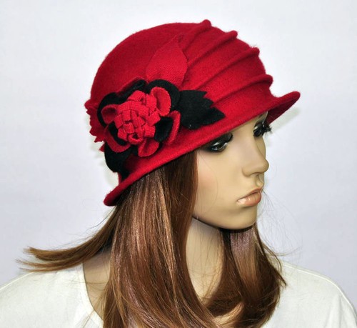M92 Warm Winter Cute Flowers Floral Cloche Women's Beanie Brim Hat Cap 8-Colors - Picture 16 of 32