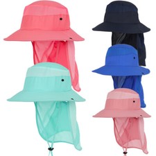 Kids Girls Boys Sun Hat with Neck Flap Beach Outdoor Hiking Hat Wide Brim Hat