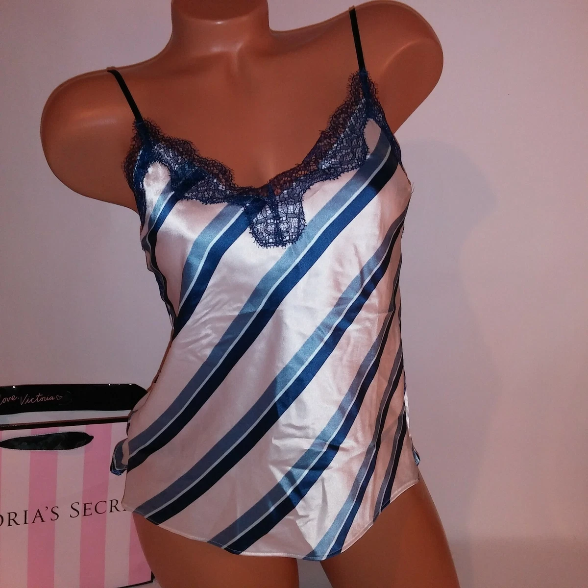 Victoria Secret Camisole Sleepwear Pajama Top XS Blue White Stripe