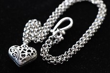 Heart Charm Pewter Pendant Stainless Steel Chain Hearts necklace 18" Valentine