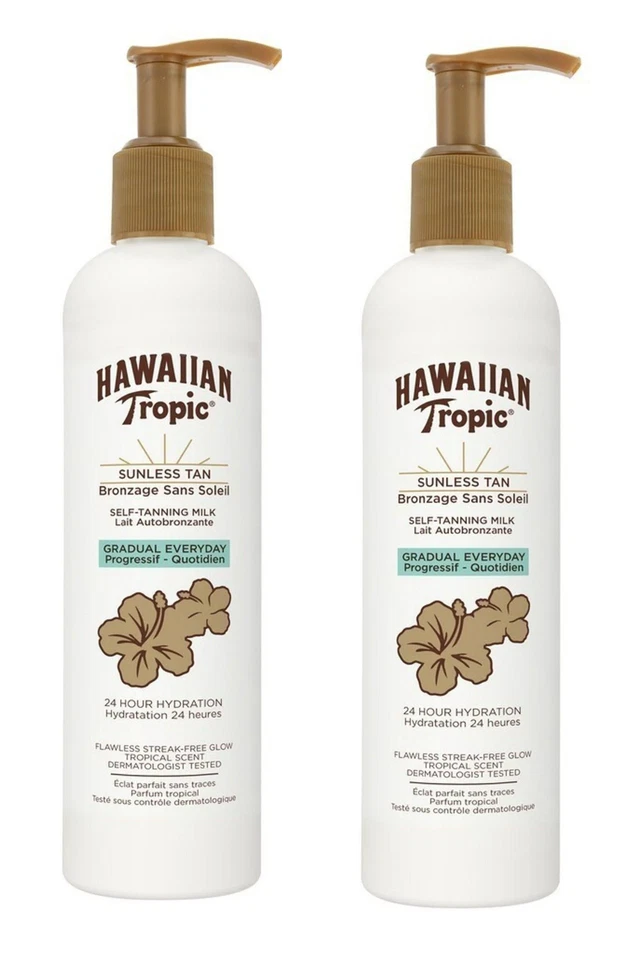 2x Hawaiian Tropic Self Tan Gradual Tanning Milk 290ml