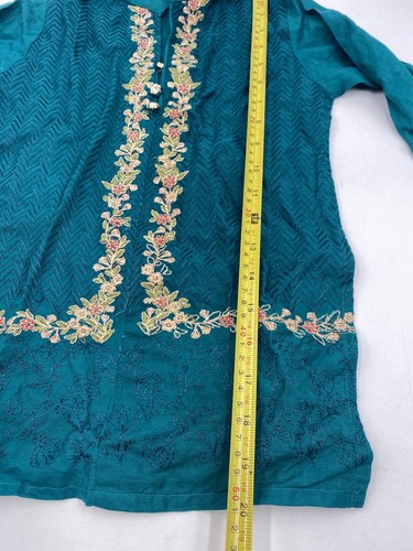 Indian Ethnic Shirt Dress Turquoise Blue With Detailing, See Photos For Sizing - Picture 7 of 8