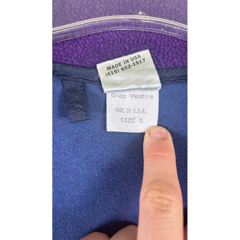 Pullover polar vintage Gros Ventre San Francisco púrpura azul marino cuello a presión talla S Foto 4 de 4
