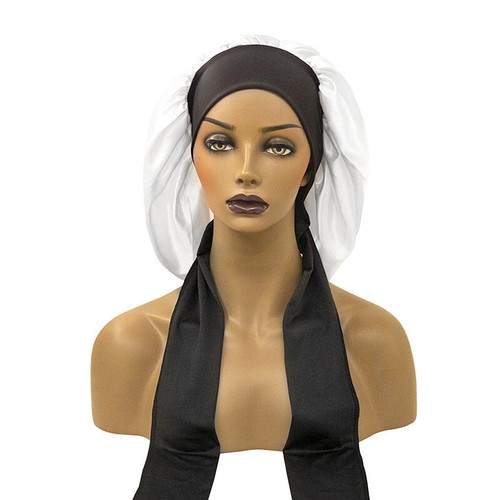 Women Long Hair Care Satin Bonnet Night Sleep Hat Cap Silk feel with 2 strips - Picture 22 of 22