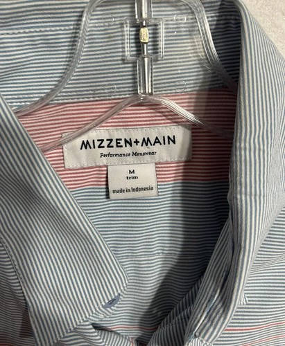 Mizzen + Main Herren Trim Medium Knopfleiste Polyestermischung gestreift Hemd (H3) - Bild 3 von 5