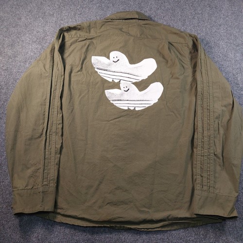 Adidas Shmoofoil Shirt Medium Olive Green Mark Gonzales Button Up Skateboarding