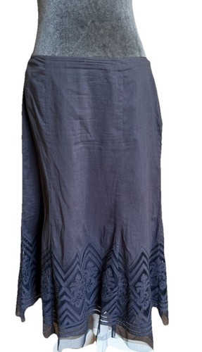 Vtg 90s Midi Skirt 8 Embroidered Cotton Tulle Whimsy Boho Country Cottagecore - Picture 2 of 22