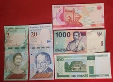 MIXED LOT 5 DIFFERENT WORLD PAPER MONEY BANKNOTES CURRENCY FOREIGN  UNC