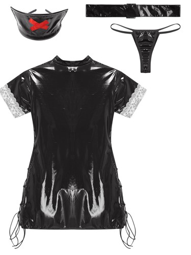 Women's Lingerie Set Scrubs Dress With Headwear Nightclub Halloween Sleepwear - Picture 32 of 58