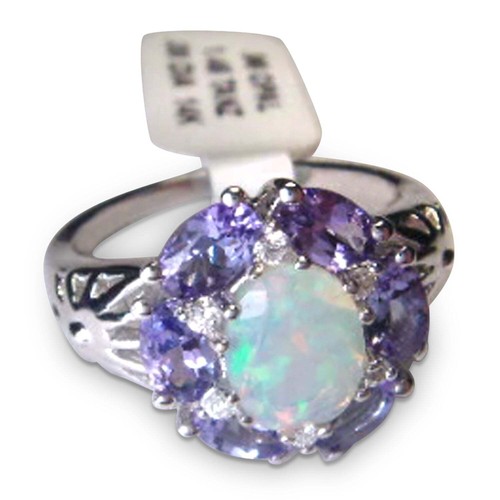 Bague En Or 14k (585/1000) Avec Pierres Précieuses - Taille 55 - 2.35g - Occasion
