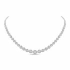 14kt White Gold Womens Round Diamond Graduated Halo Tennis Necklace 3 Cttw