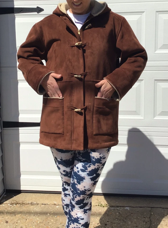 Abrigo LAUREN Ralph Lauren Mujer GRANDE PEQUEÑO INVIERNO Marrón Imitación Gamuza Sherpa Y2K