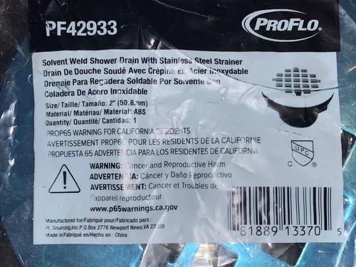 PROFLO PF42933 2" ABS Solvent Weld Shower Drain - Chrome - Picture 3 of 5