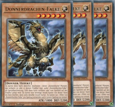 yugioh 3x Thunder Dragon Falcon MZTM-EN076 RARE 1ST EDITION GERMAN
