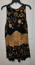 Womens Intimately Free People Dress M Medium Black Floral Sleeveless Tie Back