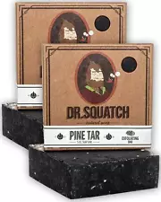 Dr Squatch Pine Tar Soap 10 Ounce Handmade Exfoliating Face Body Wash 2 Pack