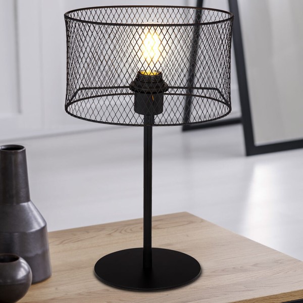Schreib Tisch Leuchte Schwarz Retro Stil Geflecht Wohn Arbeits Zimmer Lese Lampe-image