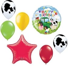 Farm Barnyard Cow Tractor Pig 7 Piece Party Bouquet Decoration Balloons Set